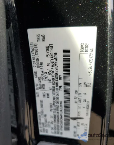 2015 Ford Escape Se из США, поврежденный, VIN 1FMCU0G94FUA32016